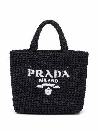 Prada Shopper met geborduurd logo - Zwart