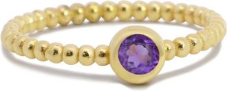 The Lovery Gold Beaded Amethyst Ring