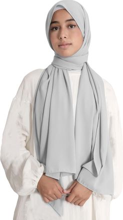 Lina & Lily Medina Silk Hijab Head Scarf Shawl Wrap for Muslim Women Non-see-through Non-slip (Light Grey)