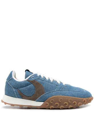 Marine Serre Moon laser denim sneakers - men - Calf Suede/Fabric/Calf Leather/Fabric/Rubber - 43 - Blue