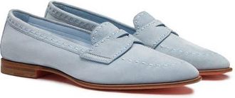 Santoni Womens Suede Penny Loafer in Blue at Nordstrom, Size 10.5