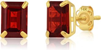 MAX + STONE 14k Yellow Gold Solitaire Emerald-Cut Gemstone Stud Earrings (7x5mm)
