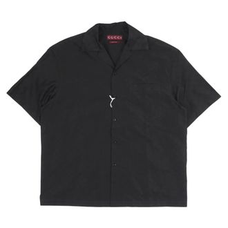 Gucci Overhemden, Heren, Zwart, S, Katoen, GG Faille Shirt