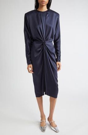 Stella McCartney Draped Long Sleeve Satin Dress in 4101 - Ink at Nordstrom Rack, Size 2 Us / 36 It