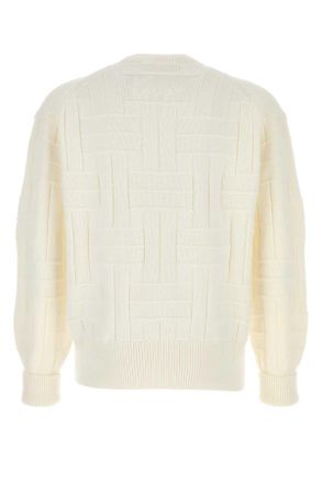 Kenzo Mens White Cotton Sweater Offwhite Exterior: Maglieria