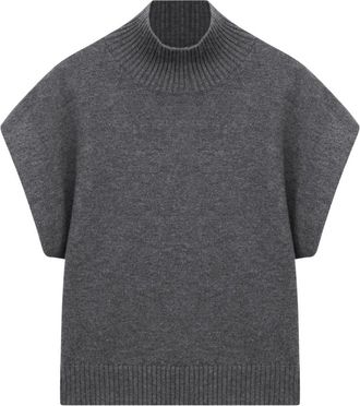 Margaux Lonnberg Annika Sweater - Dames - Coltruien - Grijs - S - Wol - Truien & Vesten