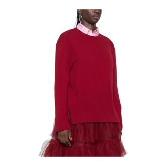 Be You Maglione Girocollo a Maglia Fine - - Knitwear - Donna - Rosso - S