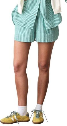 Marine Layer Isla Stripe Pull-On Seersucker Shorts in Slushy Stripe at Nordstrom, Size X-Large