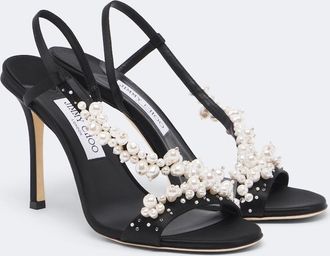 Jimmy Choo London Sandalias Irina de sat&eacute;n con cristales