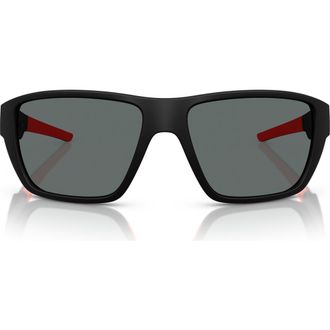 Ferrari 61mm Polarized Rectangular Sunglasses in Matte Black at Nordstrom