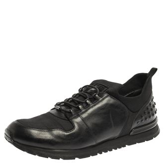 Tod's Tods Black Leather And Nylon Lace Sneakers