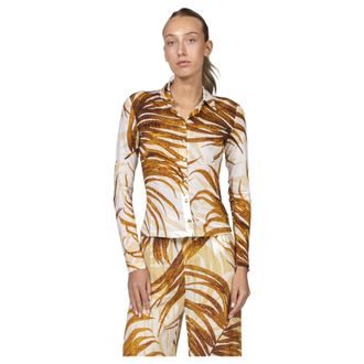 Just Cavalli Shirts, female, Multicolor, Size: XL Camicia Slim 638 Golden Palm