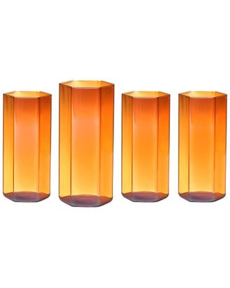 Godinger Set Of 4 Helix Amber Highballs