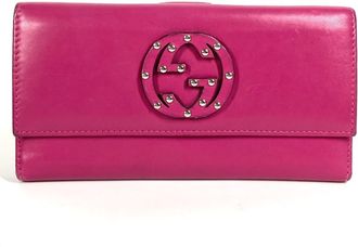 Gucci Pink Purple Leather Long Wallet (Bi-Fold) (Pre-Owned)