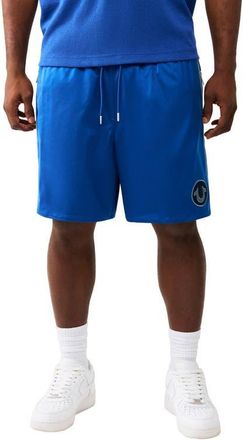 True Religion Mesh Block Satin Drawstring Shorts in Pacific Blue at Nordstrom, Size Xxx-Large