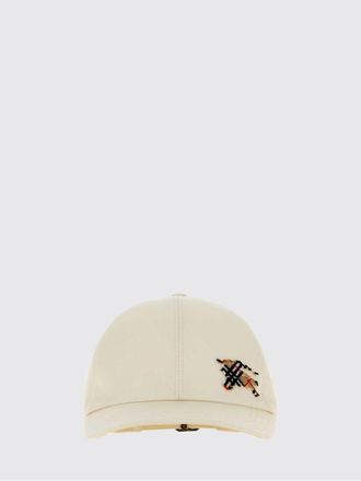 Burberry Cappello da baseball in cotone bianco con logo Equestrian Knight ricamato