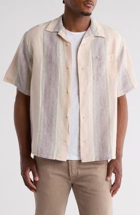 Corridor Sunset Stripe Cotton Blend Camp Shirt in Violet at Nordstrom Rack, Size Large
