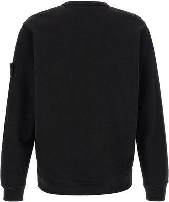 Stone Island Badge-Embellished Crew Neck Sweatshirt - Black