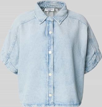 Marc O'Polo Denim Marc OPolo Denim Relaxed Fit Kurzarmbluse aus reiner Baumwolle in Jeansblau, Gr&ouml;&szlig;e XL