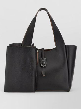 Hogan shoulder shopping bag exposed grain leather