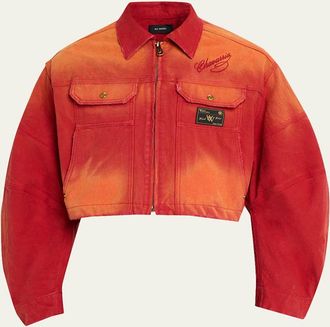 Willy Chavarria Mens Stockton Cropped Denim Jacket