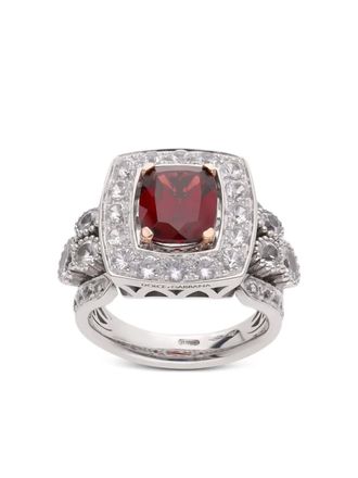 Dolce & Gabbana 18kt gouden Eleganza ring met granaat en saffier - Zilver