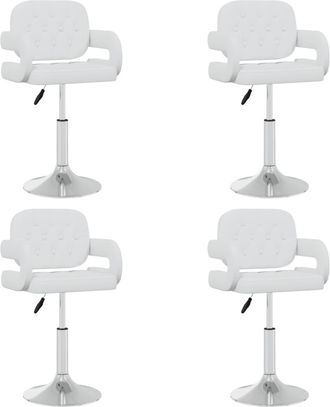 vidaXL Vidaxl - Sillas De Comedor Giratorias 4 Unidades Cuero Sint&eacute;tico Blanco