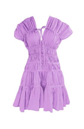 Brunna.Co The Srikandi Ruffle Mini Dress in Purple at Nordstrom, Size Medium P
