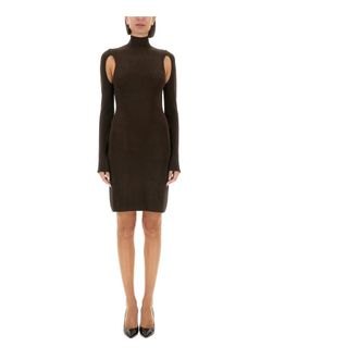 Helmut Lang Air Turtleneck Dress - female - Helmut Lang - Short Dresses - Brown - XS - Dresses