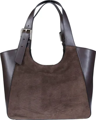 Furla Dora M Suede Leather Panel Tote Bag