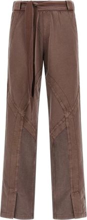The Attico Broek met Split aan de Voorkant - Dames - Wijde Broeken - Bruin - XS - Katoen - Broeken
