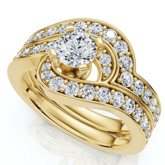Pompeii3 1Ct TW Diamond Engagement Wedding Ring Set 14k or Platinum Gold Lab Grown