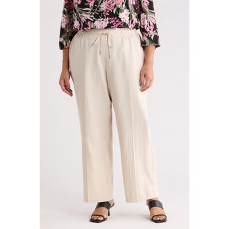 Jones New York Tie Waist Linen Blend Pants in Natural Stone at Nordstrom, Size 3 X