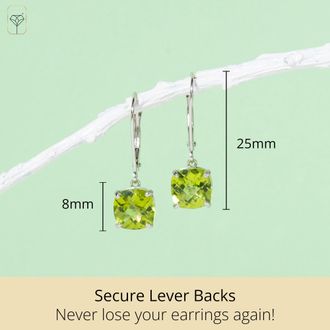 MAX + STONE Solid 14k Yellow or White Gold 8mm Cushion Cut Dangle Gemstone Earrings