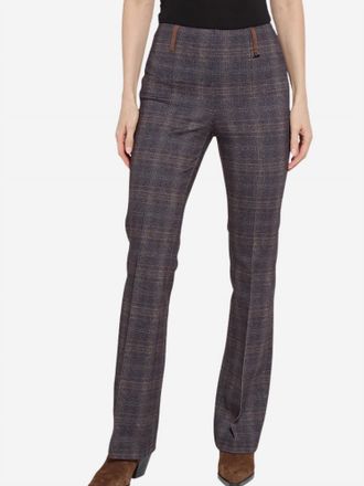 Lyss&eacute; Womens Patterned Pintuck Ponte Baby Boot Pants In Polished Plaid