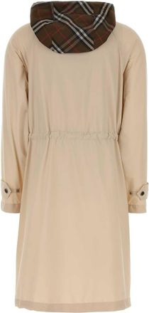 Burberry Womens Stretch Nylon Coat Beige Polyamide Elastane