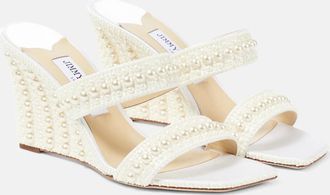 Jimmy Choo London Bridal Sacoria 85 embellished wedge mules