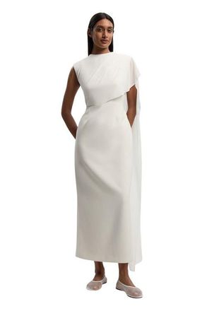 Karen Millen Tailored Cape Drape Maxi Dress in Ivory at Nordstrom, Size 12