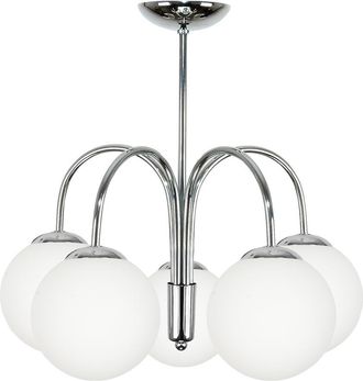 OEM L&aacute;mpara De Techo Colgante Tipo Ara&ntilde;a Con Pantalla De Cristal Cromado Y Bola Blanca Dede 13-740