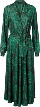 Etro Midi Overjurk met Strikceintuur - Dames - Wikkelkleedje - Groen - S - Kleedjes