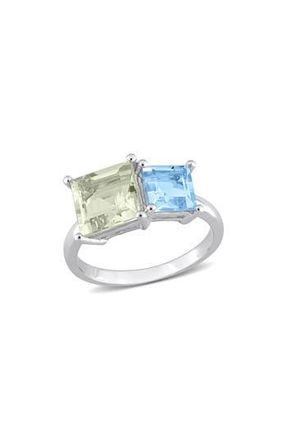 Delmar Square Green Quartz & Blue Quartz Ring in Silver/Green/Blue at Nordstrom Rack, Size 7