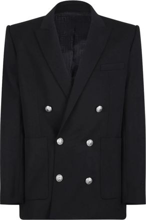 Balmain Grain De Poudre Blazer - Heren - Business blazers - Zwart - XL - Wol - Kostuums