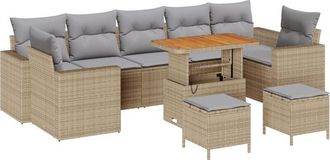 vidaXL Vidaxl - Garden Sofa Set 10 pcs Beige and light grey 90 x 55 x 71 cm