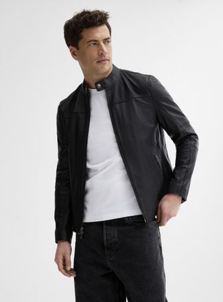 Michael Kors Mens Minimalist leather biker jacket