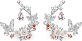 Anabela Chan Orecchini Butterfly Garland in oro 18 carati - Bianco