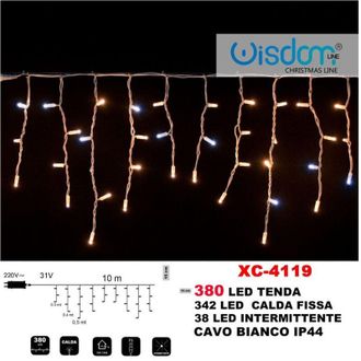Trade Shop Trade Shop - Tenda Luminosa Natalizia 380 Led Luce Calda Fissa + Intermittente Ip44 Xc-4119