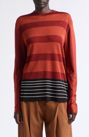 Ferragamo Stripe Crewneck Sweater in Collred/ner/mas/lsien at Nordstrom, Size Medium