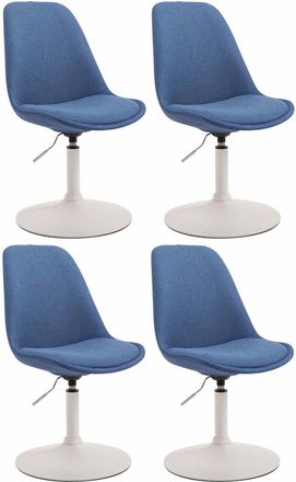 Clp Set De 4 Sillas De Comedor Maverick En Tela Azul Blanco