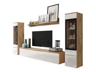 Mirjan24 Mobilier1 - Conjunto De Sal&oacute;n Sarasota 126, Roble Wotan + Blanco Brillante