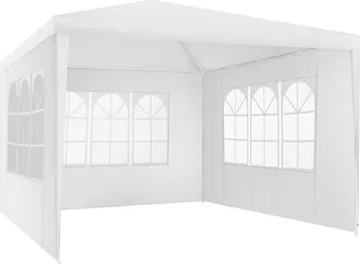 TecTake Pabell&oacute;n 3x3m con 3 paneles laterales, resistente al agua y UV, blanco